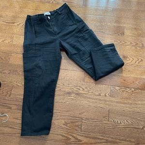 Black ankle cargo denim pants, never worn. No tags